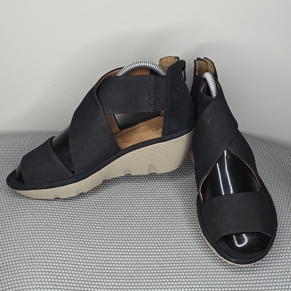 Women's Clarks Artisan 'Clarene Glamor' Black Comfort Wedge Sandal Size 8.5 M - Picture 5 of 9